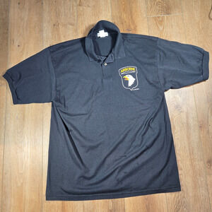 Vintage Soffe’s Choice 1980s U.S. Airborne Ft Campbell Polo Shirt Black XL